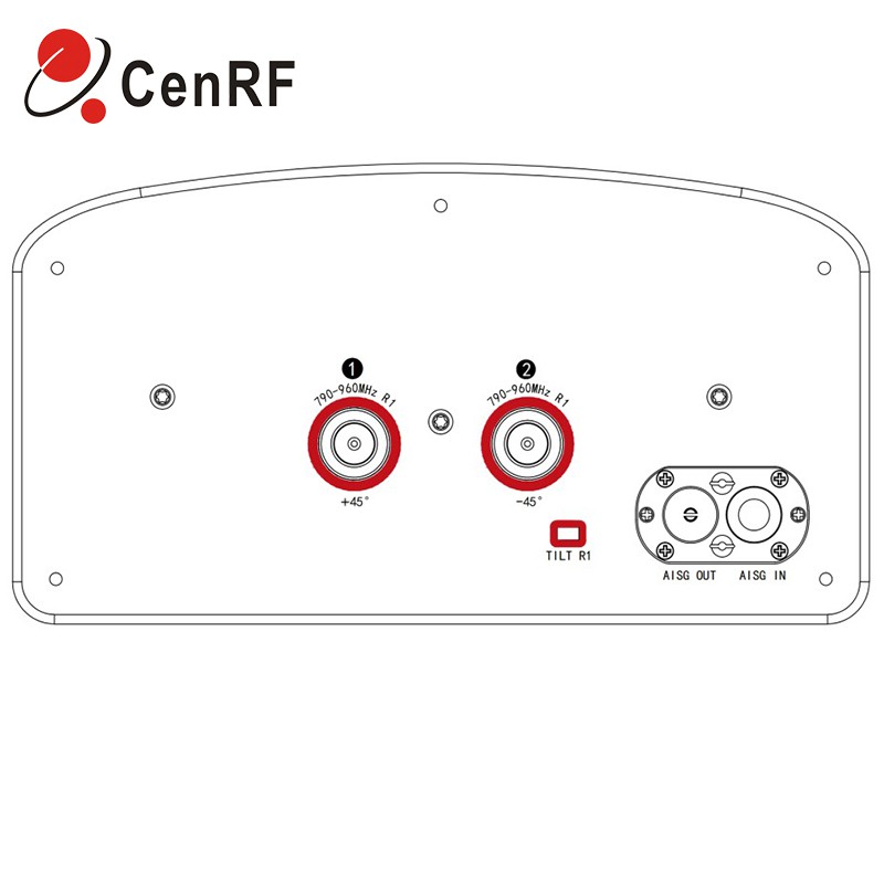 2 Port Antena 790-960MHz 65 darjah HPBW 16.3dBi 0 darjah ~10 darjah T